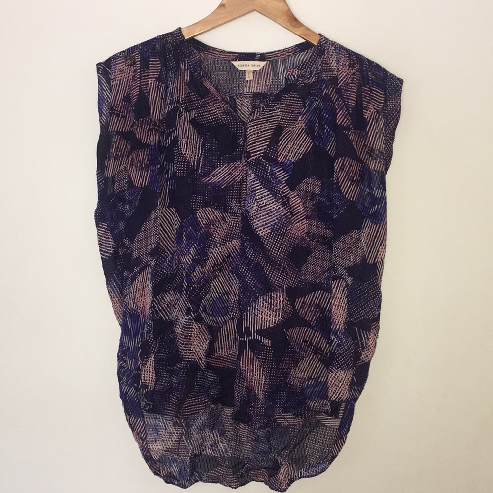 Rebecca Taylor 100% Silk Cap Sleeve Blouse Size 10